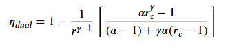 formula for Dual Combustion Cycle